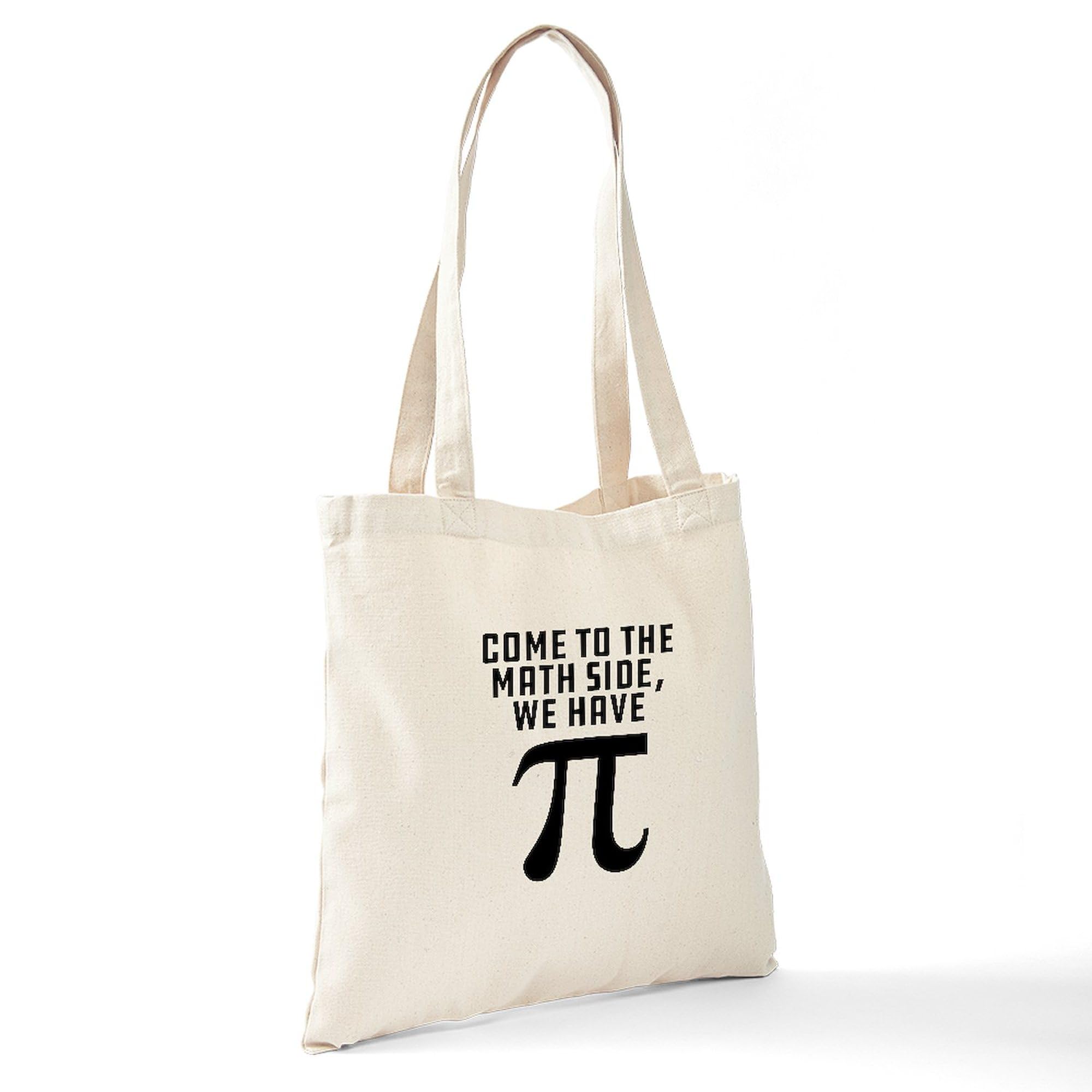 Come To The Math Side We Have Pi Tote Bag - Natural Canvas Reusable Shopping Bag for Groceries, Books & School Supplies | Funny Math Teacher Gift for Students & Nerds