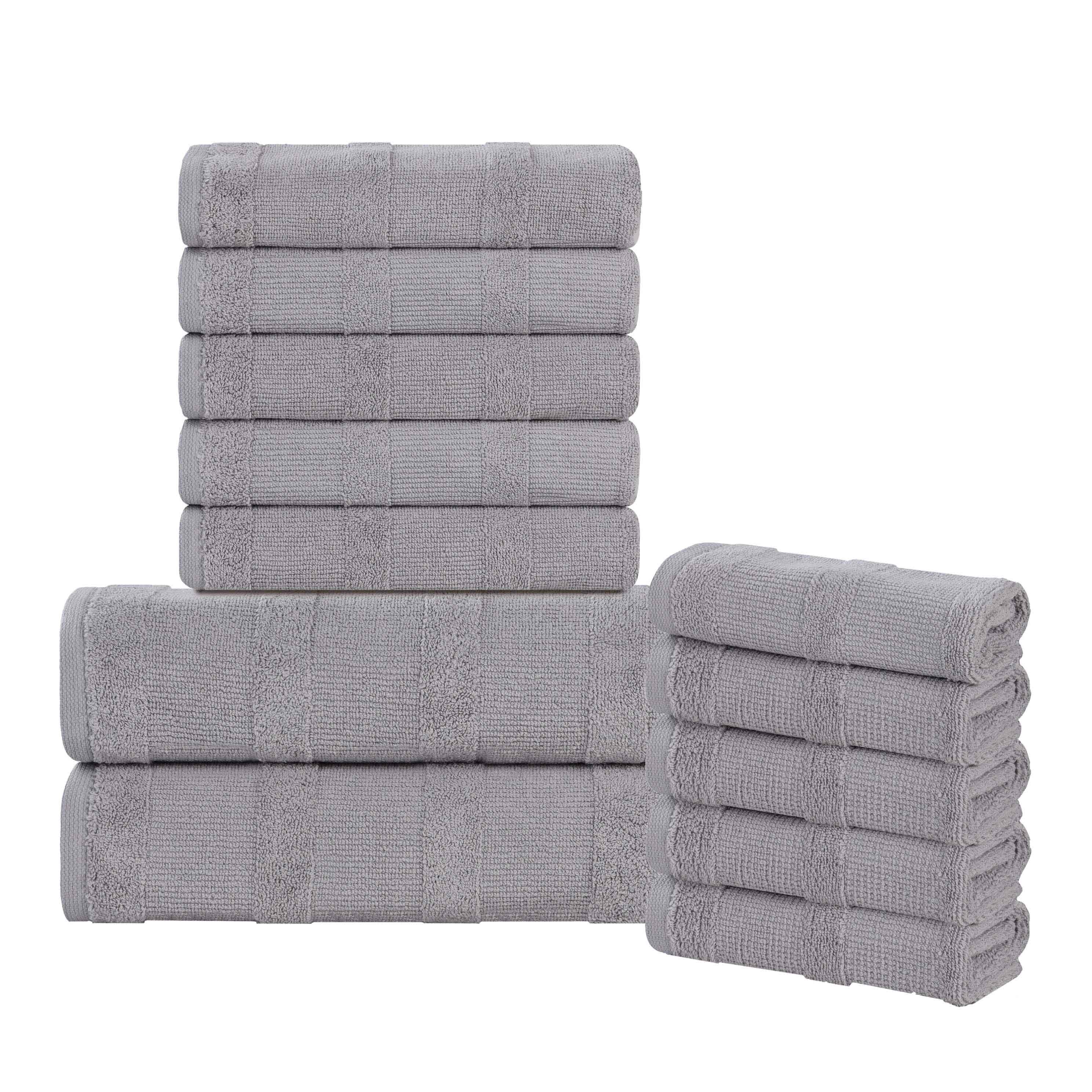 Premium 12-Piece Roma Cotton Ribbed Towel Set - Ultra Soft, Absorbent & Textured for Bath, Spa & Luxury Home Use