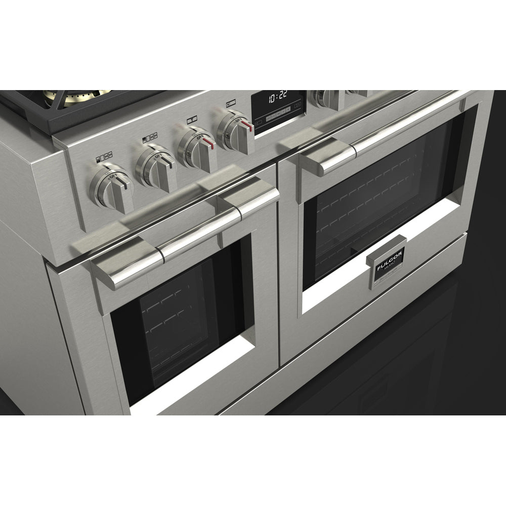 Fulgor Milano 48 Inch 600 Series Professional All Gas Range with 6 Burners & Stainless Steel Trilaminate Griddle - Perfect for Commercial Kitchens & Home Chefs (Model F6PGR486GS2)