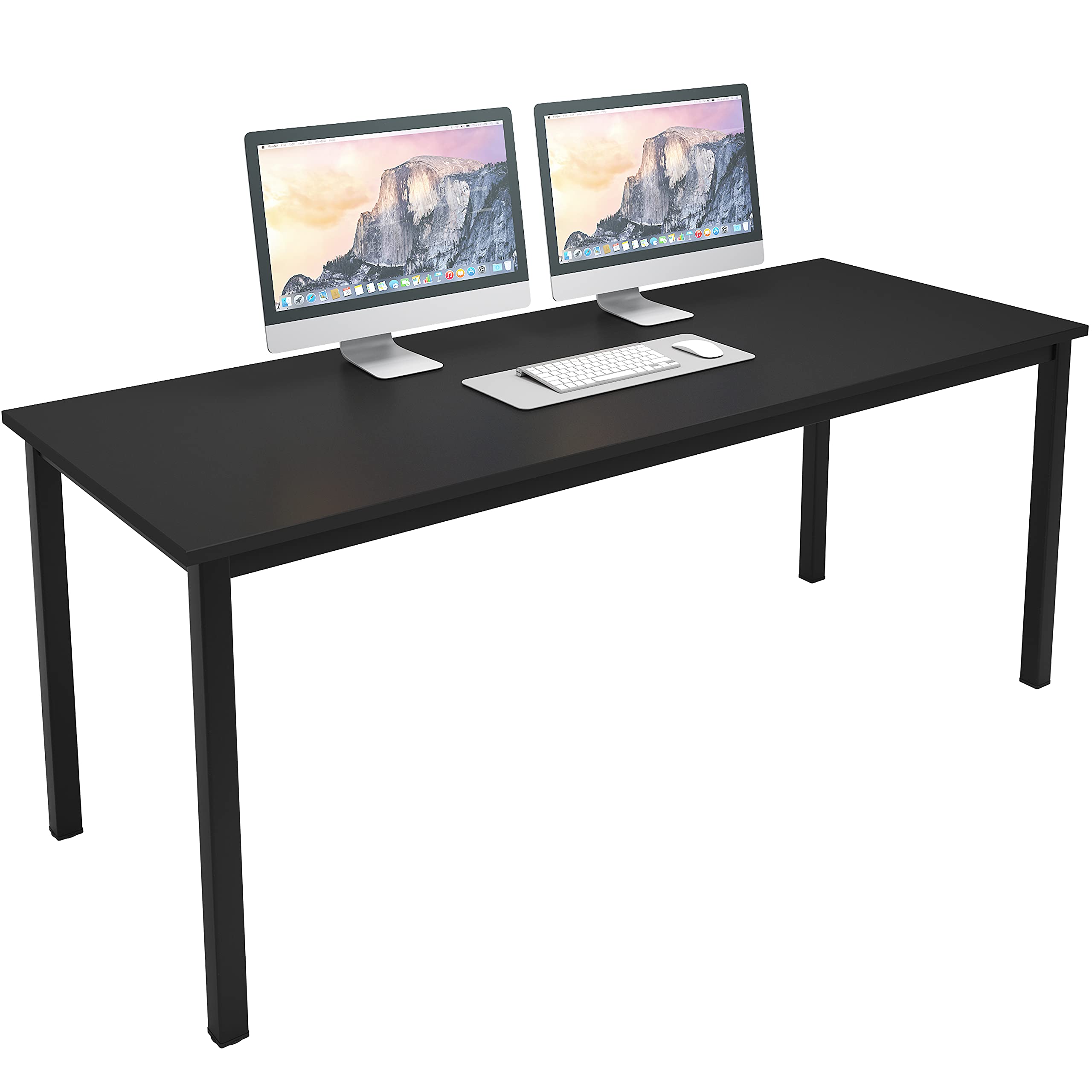 DLandHome 63 Inch Black Computer Desk - Home Office Desk, Writing Desk, Study Table, Gaming Desk Workstation for Small Spaces & Modern Workspaces