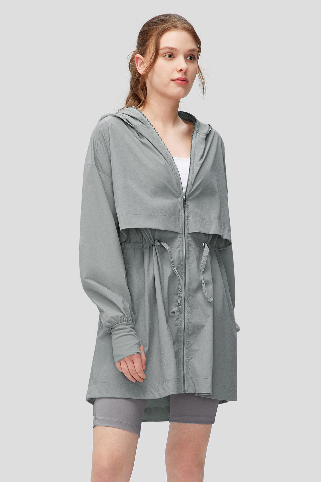 AiryArtsy Women's Long Sun Protection Windbreaker Jacket UPF50+ - Lightweight Outdoor Cover-Up for Beach, Hiking & Summer Activities