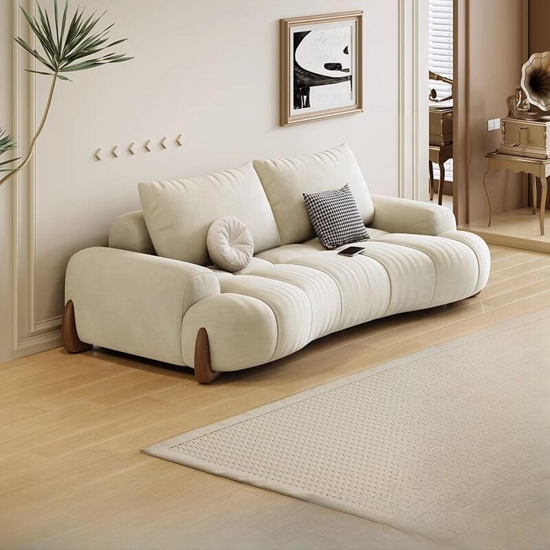 Trendy Water-Resistant Standard/Single Sofa for Living Room - White with Pillow Back, 7/2/1 Seater, Recessed Arm - Perfect for Modern Homes, Apartments & Lounge Areas