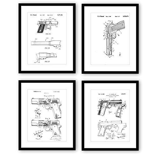 Colt Pistols Patent Art Prints - Vintage Gun Poster Wall Decor for Man Cave, Office & Home | UNFRAMED Canvas Painting | American Firearms Enthusiast Gift