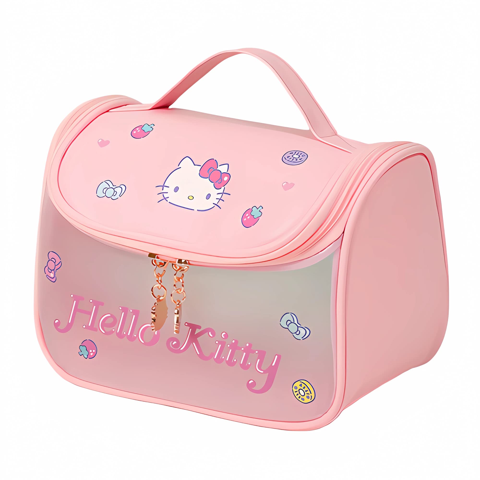 Stylish PU Leather Translucent Waterproof Makeup Bag for Women & Girls - Cute Travel Toiletry Organizer | Perfect for Cosmetics Storage & Weekend Getaways