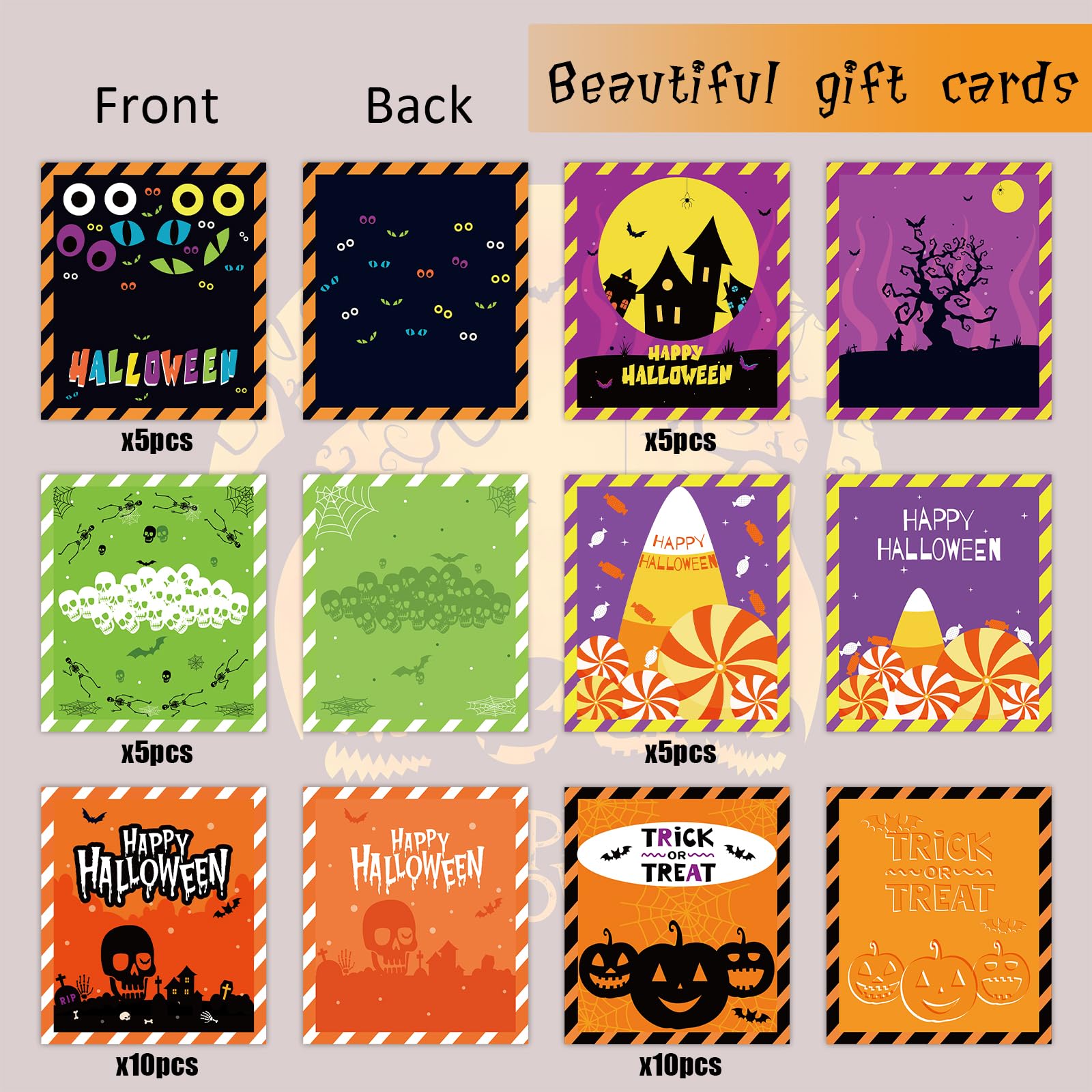 GuassLee 40pcs Halloween Party Favors for Kids - Silicone Rubber Bracelets & Cards Set, Trick or Treat Gifts, Halloween Giveaways & Goodie Bag Fillers - Perfect for Classroom Parties, Costume Events & Neighborhood Halloween Fun