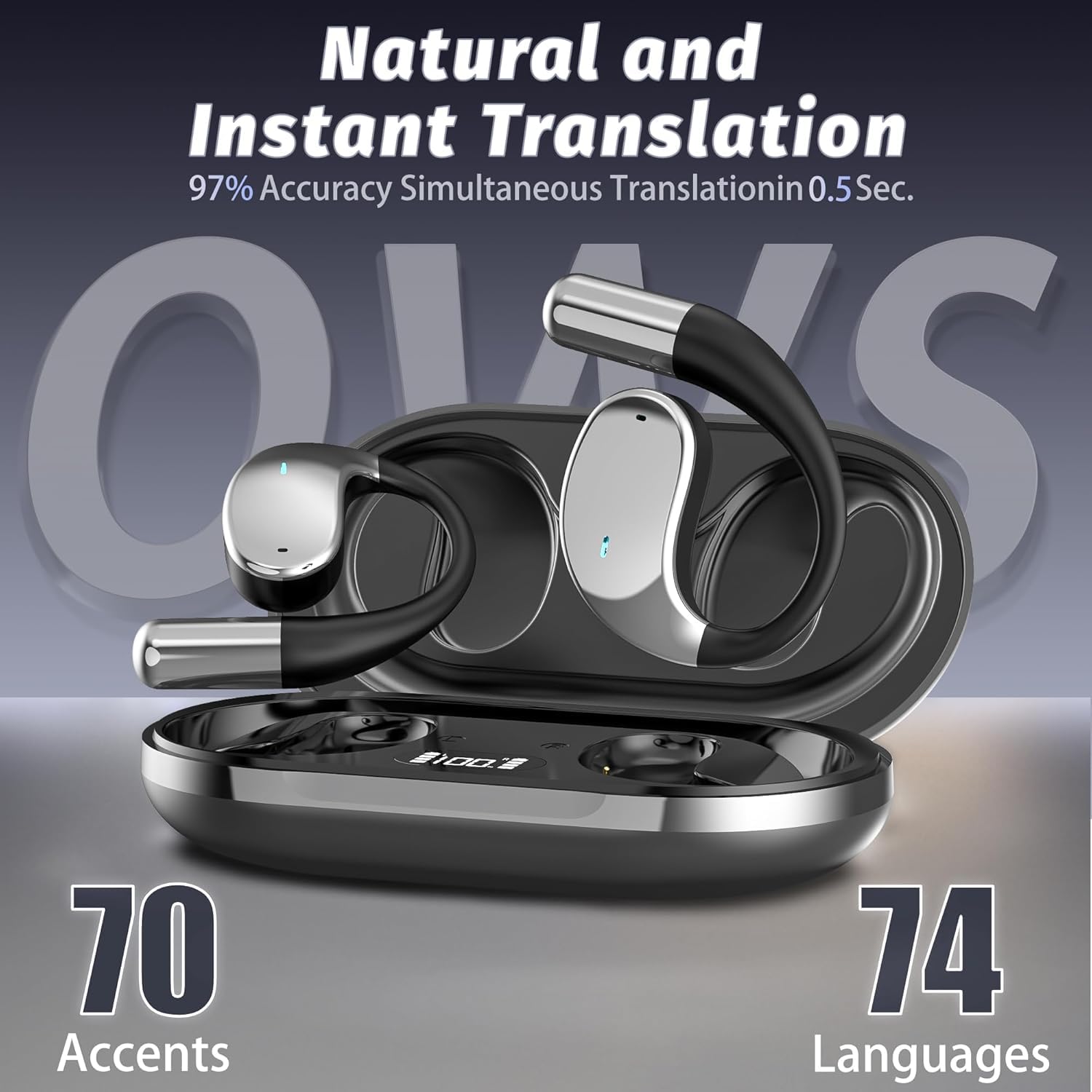 AI Translator Earbuds with 144 Languages Real-Time Translation - 3-in-1 Wireless Earbuds for iOS & Android - Perfect for Business Travel, Study & International Meetings