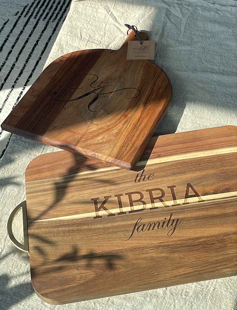 Personalized Acacia Bevel Board with Handle - 15