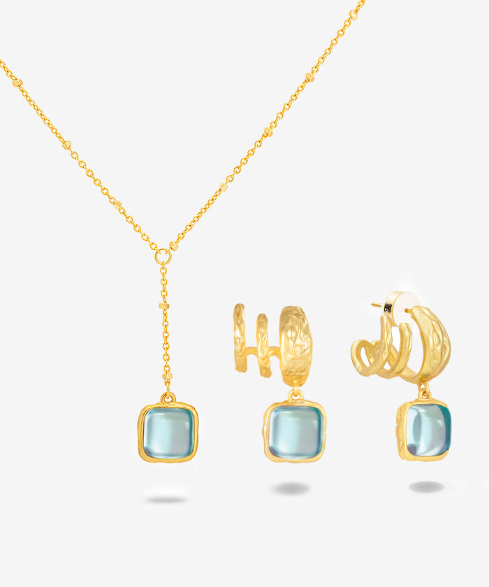 Wrangler Gold Plated Minimalist Pendant Necklace & Earrings Set for Women - Elegant Jewelry Gift for Birthday, Anniversary & Everyday Wear
