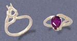 9x6mm Pear-Shaped Sterling Silver or 14K Gold Half Vee Ring Shank Setting - Size 7 (Item #163424/143424) - Perfect for Engagement Rings, Wedding Bands & Jewelry Making