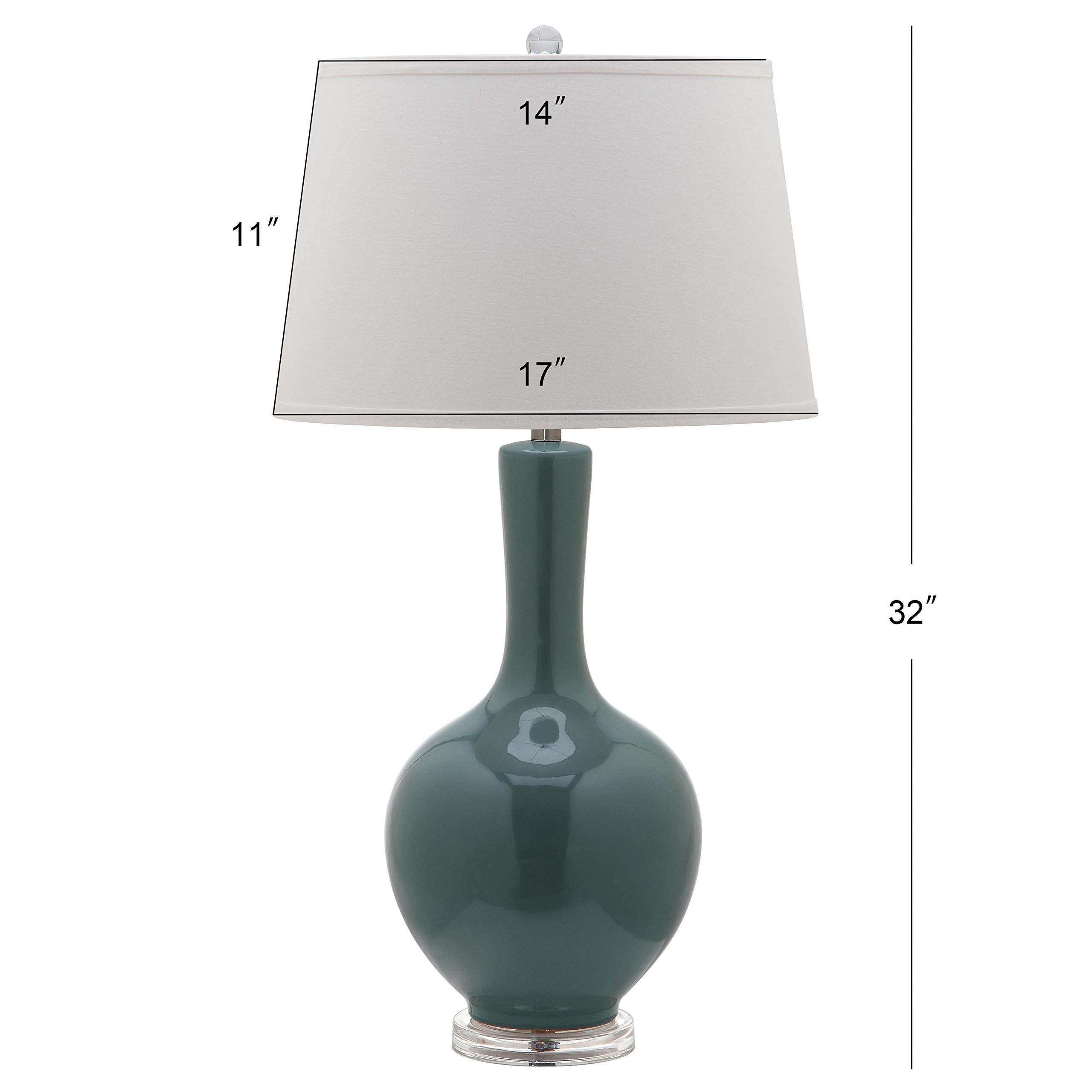 Safavieh Blanche Gourd Teal and White Table Lamp Set of 2 - Modern Ceramic Bedside Lamps for Living Room, Bedroom & Office Decor