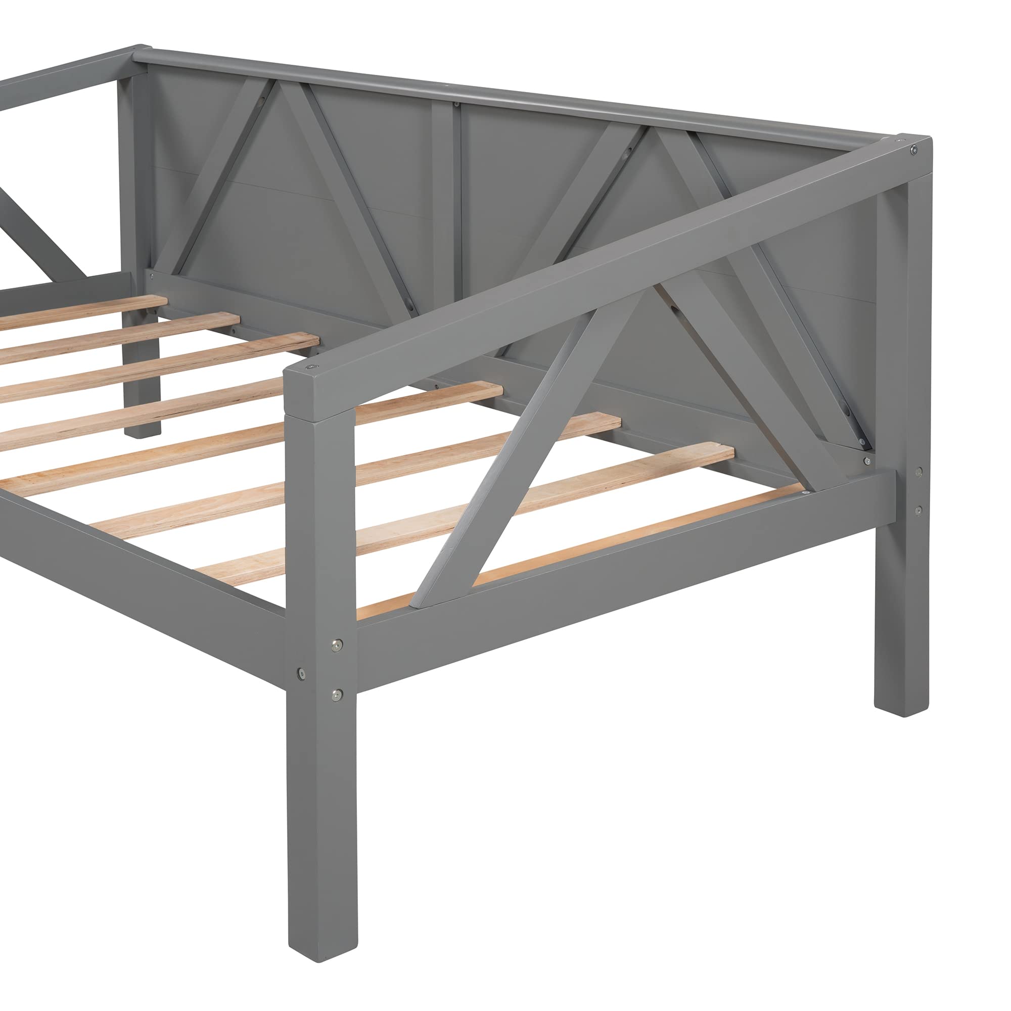 SOFTSEA Twin Daybed Frame - Sturdy Wood Platform Bed with Wood Slats & Triangle Support | Space-Saving Sofa Bed for Small Bedroom, Living Room, Guest Room & Dorm | Perfect for Lounging, Napping & Extra Seating