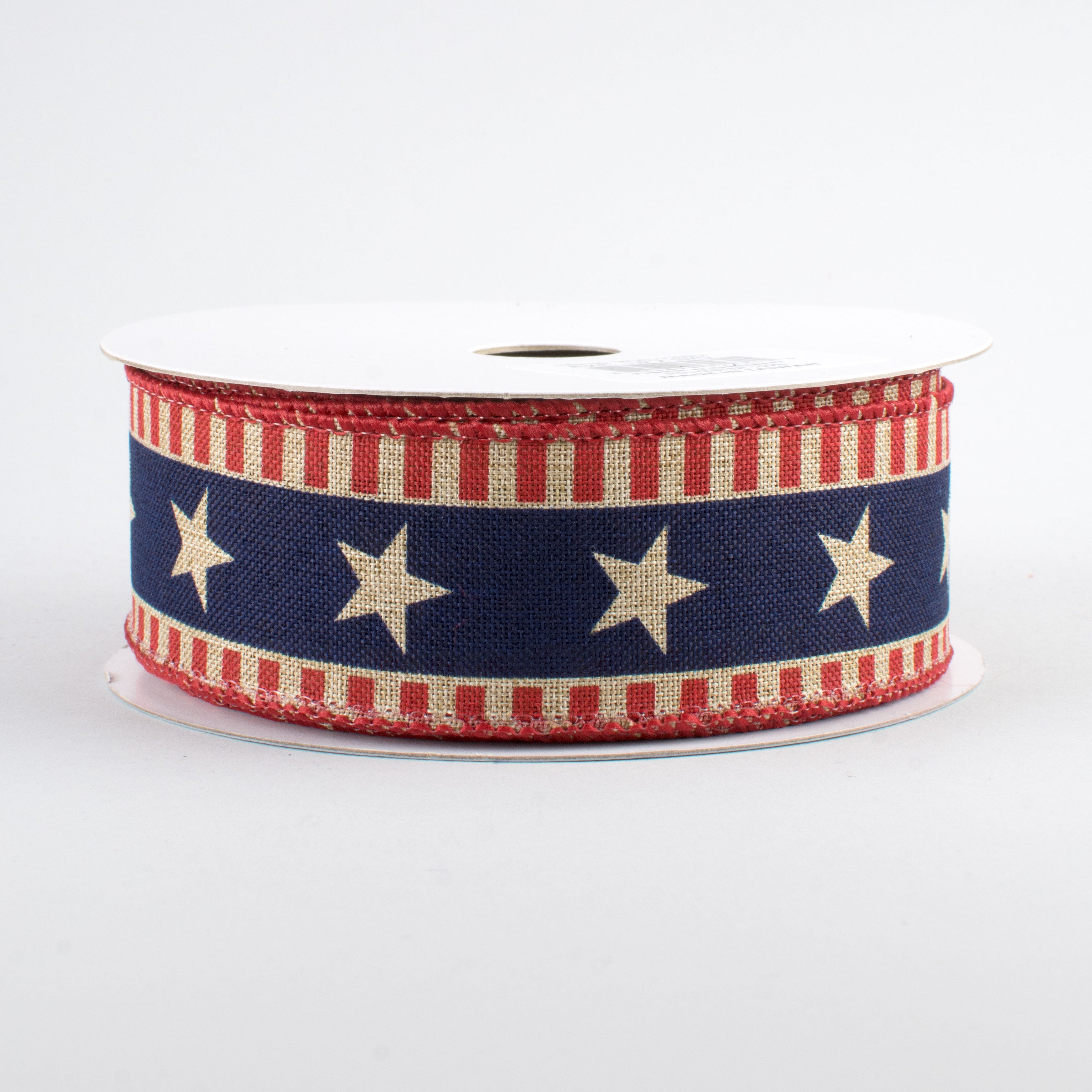 1.5 Inch Bold Patriotic Star & Stripes Ribbon - Beige (10 Yards) for DIY Crafts, Gift Wrapping, and Holiday Decorations