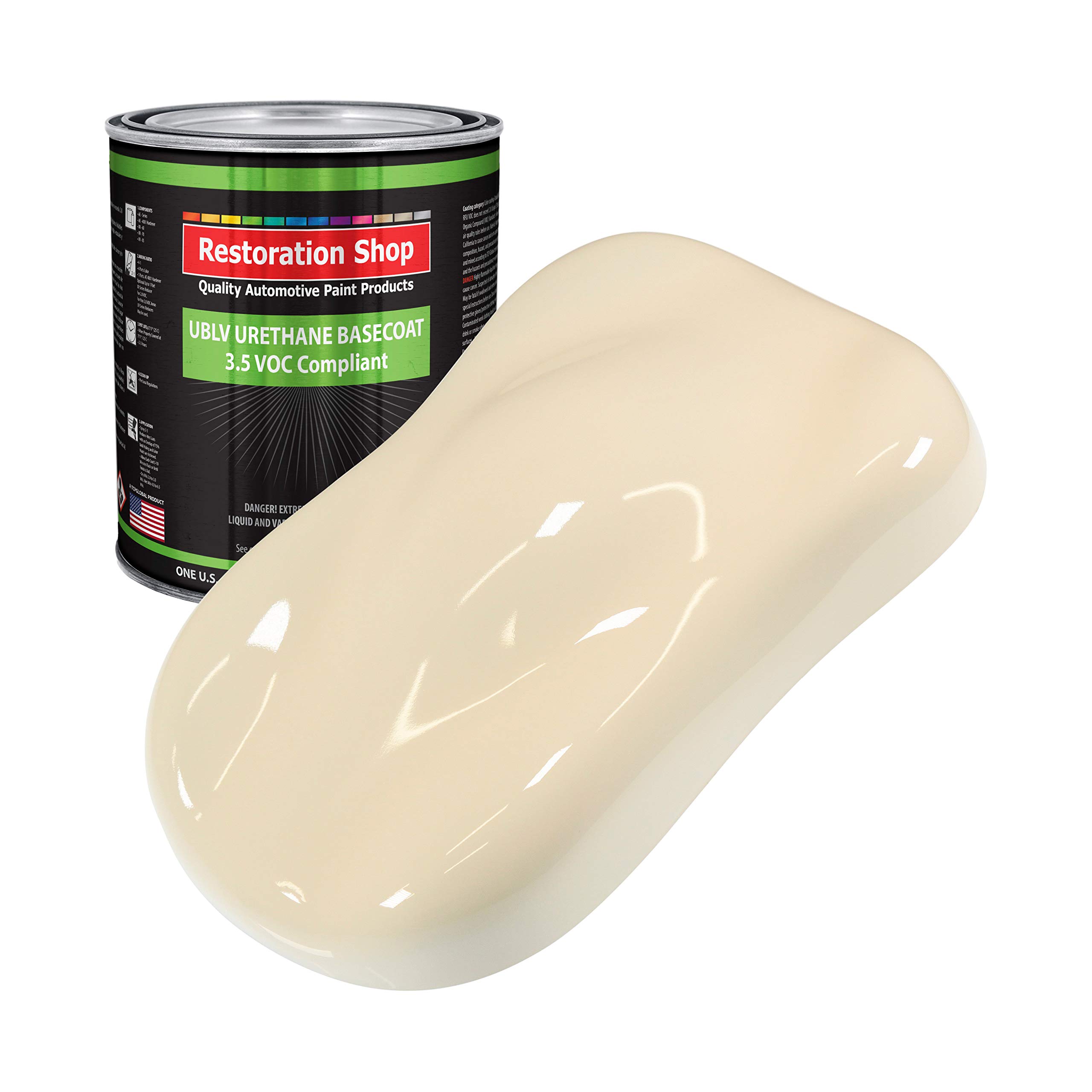 Restoration Shop Wimbledon White Low VOC Urethane Basecoat Auto Paint - 1 Gallon High Gloss Professional Automotive Refinish Coating for Cars & Trucks | Perfect for Classic Car Restoration & Vehicle Touch-Ups