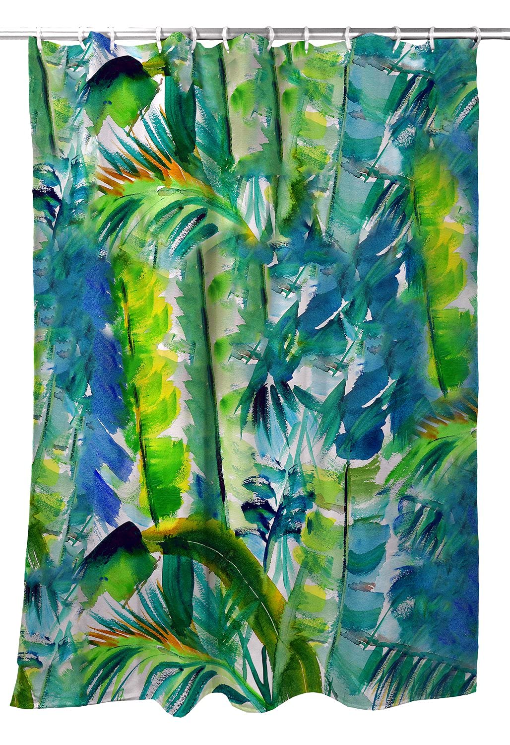 Betsy Drake Jungle Greens Shower Curtain - Waterproof Bathroom Decor with Tropical Leaf Design - Perfect for Modern Bathrooms & Spa Retreats