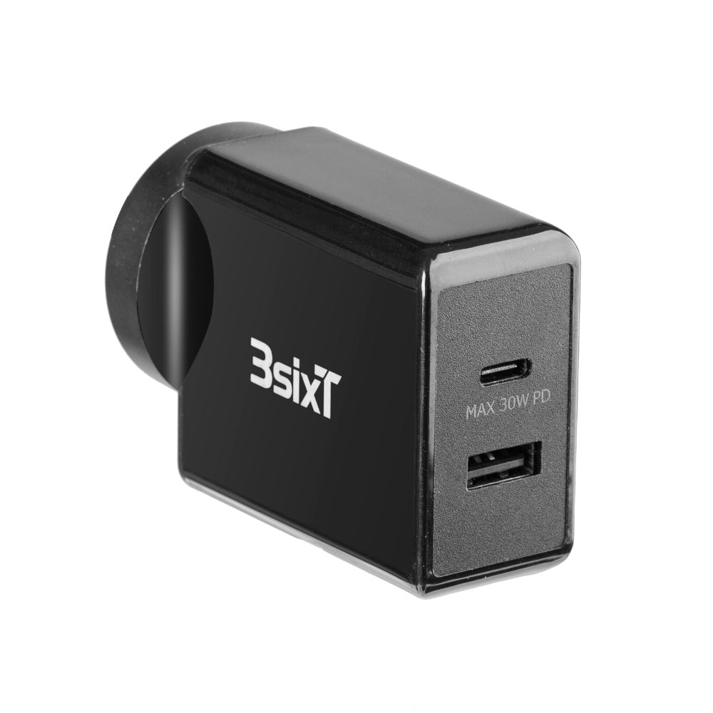 3sixT 15W + 15W Fast Wireless Charging Pad for iPhone & Android - Dual Device Charging Station - Black - Perfect for Home, Office & Nightstand Charging