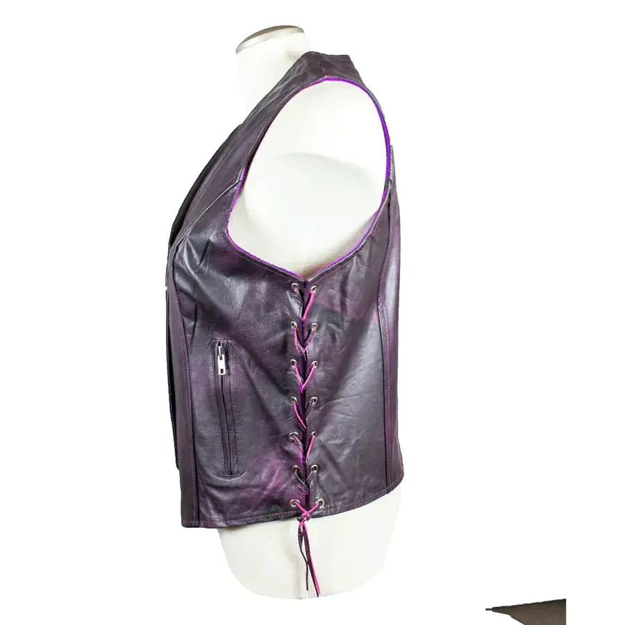 Open Road Women's Lace Side Leather Vest - Stylish Faux Leather Jacket for Casual Outfits & Night Out | Perfect for Parties, Date Nights & Fall Layering