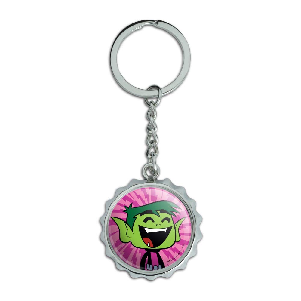 Teen Titans Go! Beast Boy Keychain - Chrome Plated Metal Bottle Opener & Pop Cap - Perfect for Fans, Gifts, and Everyday Use