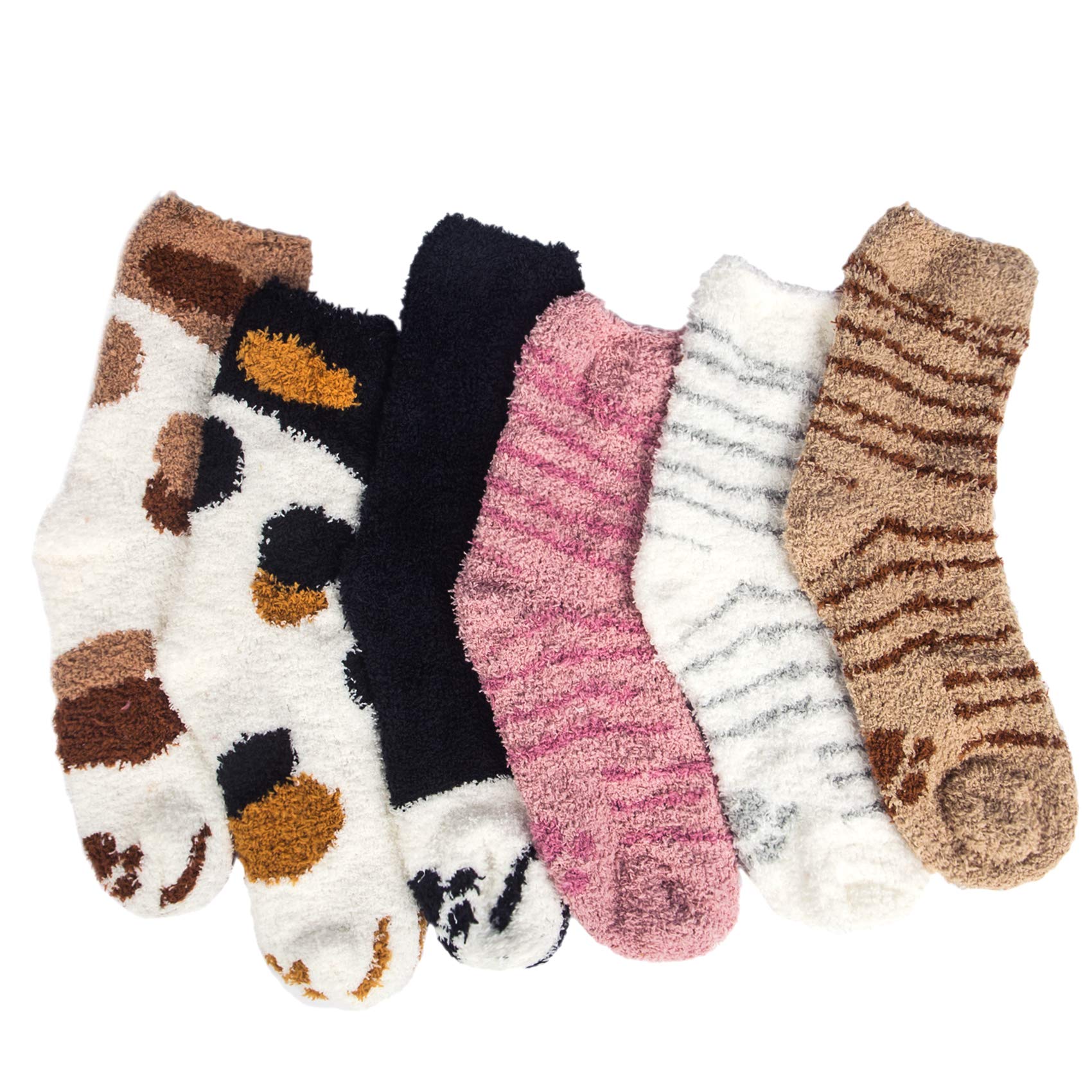 Loritta 6 Pairs Women's Fuzzy Socks - Warm Winter Cozy Slipper Socks for Home & Gifts