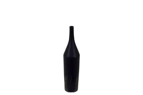 UTC 24081 Black Ceramic Vase with Silver Flame Accents - Elegant Home Decor for Living Room, Dining Table & Wedding Centerpieces
