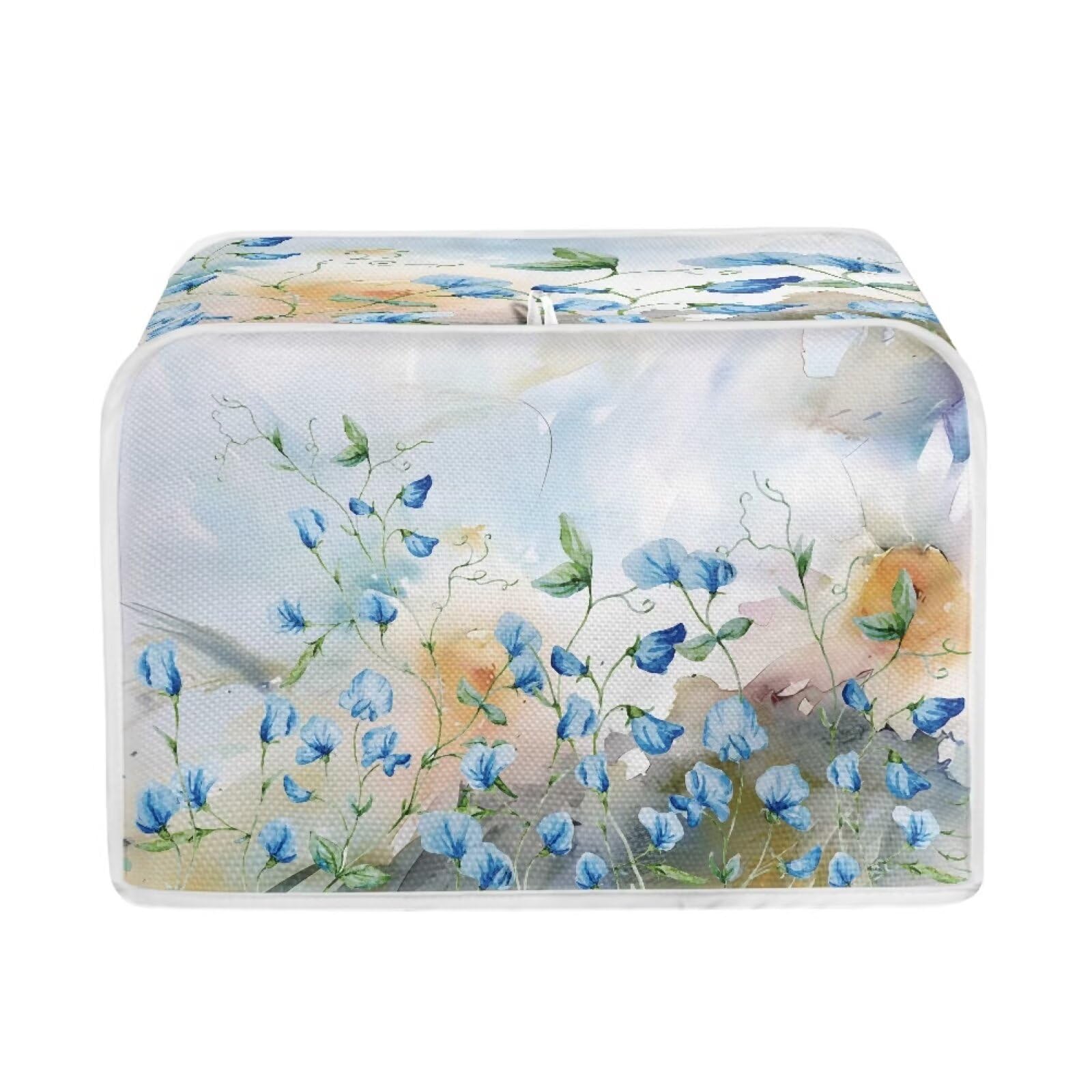 ZDCUSTOM Blue Flower 4-Slice Toaster Cover - Stain Resistant & Washable Small Appliance Cover for Kitchen, Bread Maker, Coffee Machine - Perfect for Home, Office, or Restaurant Use