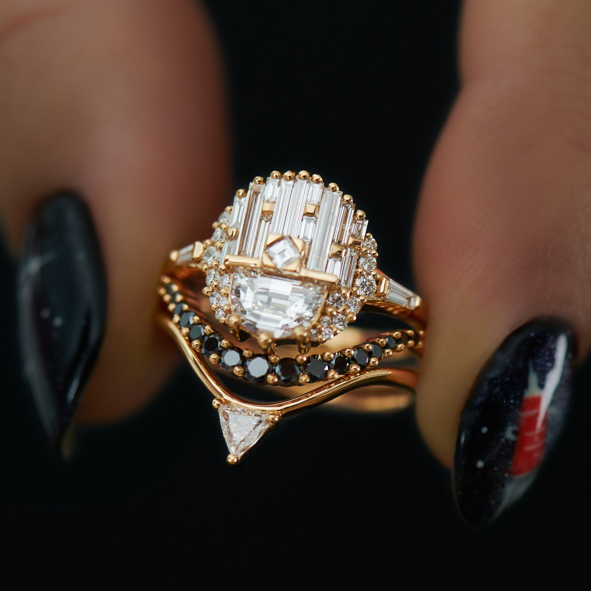Black Diamond Curved Wedding Band for Men & Women - Elegant & Durable Ring for Engagement, Anniversary & Special Occasions