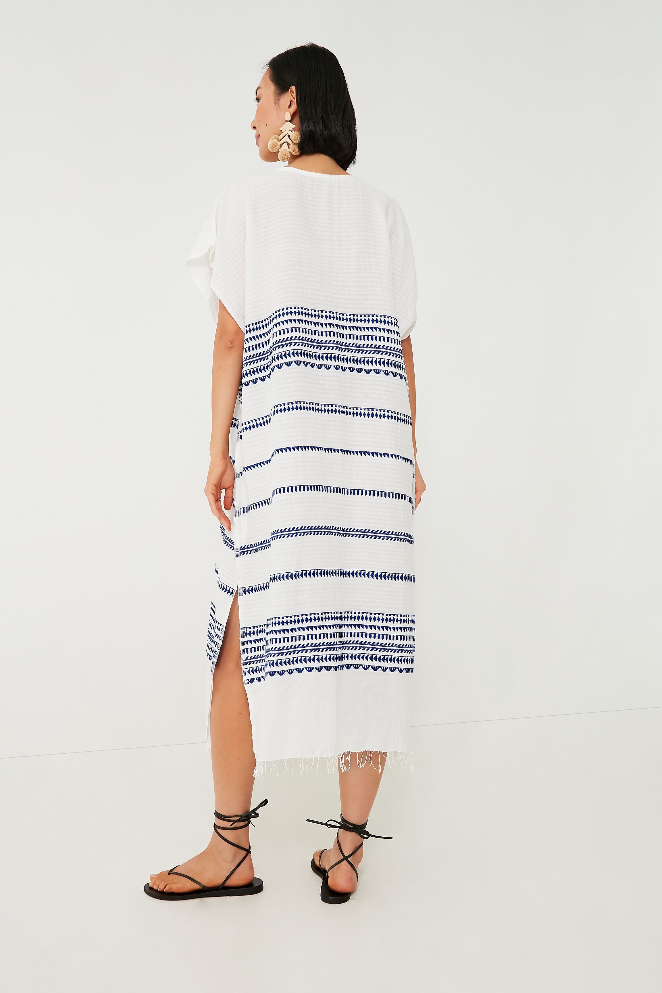 Blue Yani Classic Caftan Dress - Flowy Boho Maxi Dress for Women | Beach Cover Up, Poolside Lounge, Summer Vacation Outfit