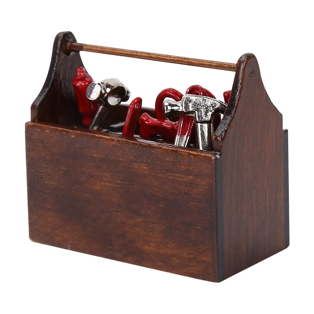 Evonecy Mini Wooden Toolbox Model - Decorative Dollhouse Accessory for DIY Crafts, Miniature Scenes & Home Decor