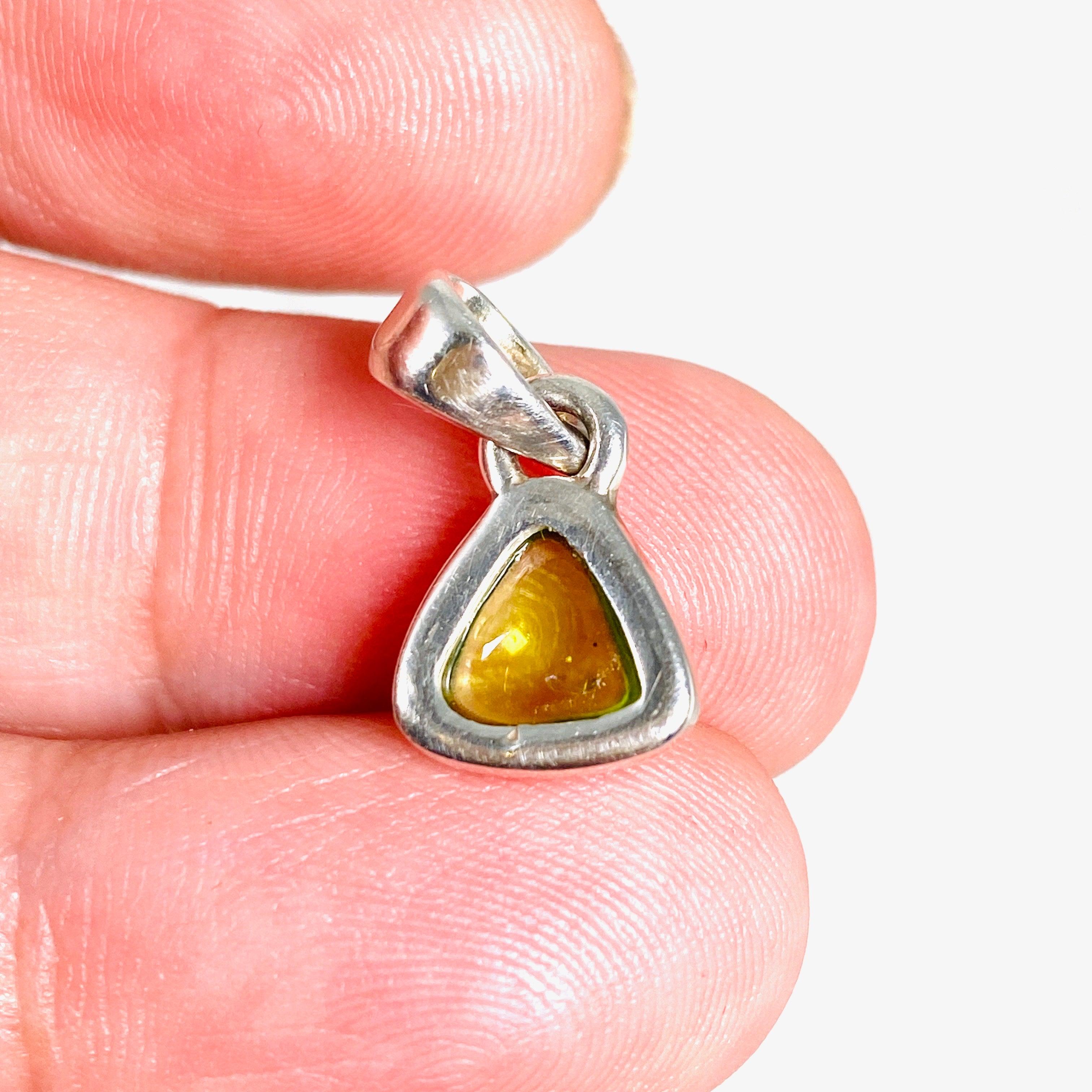 Natural Peridot Triangle Cabochon Pendant - Dainty Green Gemstone Jewelry for Women - Perfect for Everyday Wear & Special Occasions