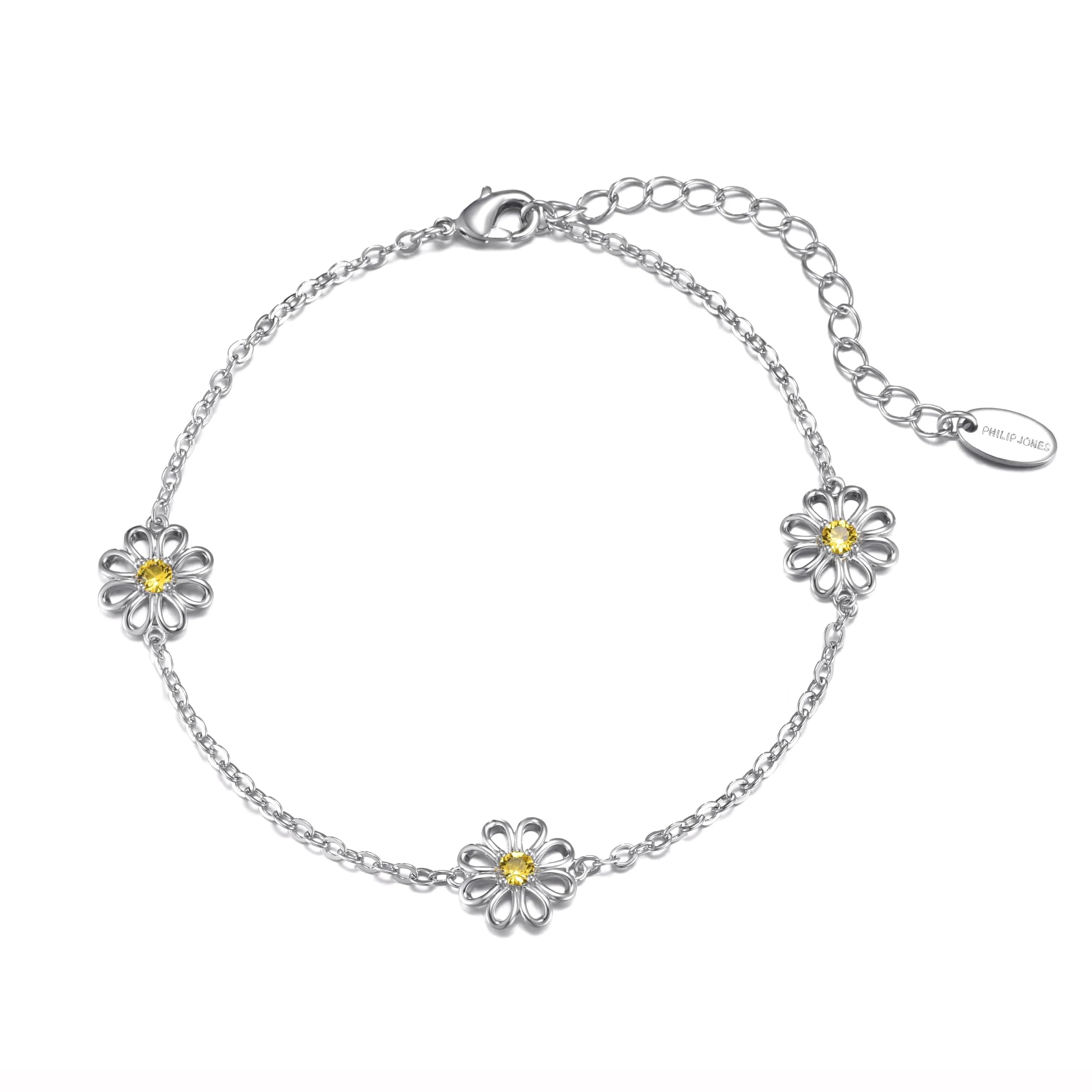 Philip Jones Crystal Daisy Anklet - Elegant Zircondia® Crystal Ankle Bracelet for Women, Perfect for Beach Weddings, Summer Parties & Boho Fashion Accessories
