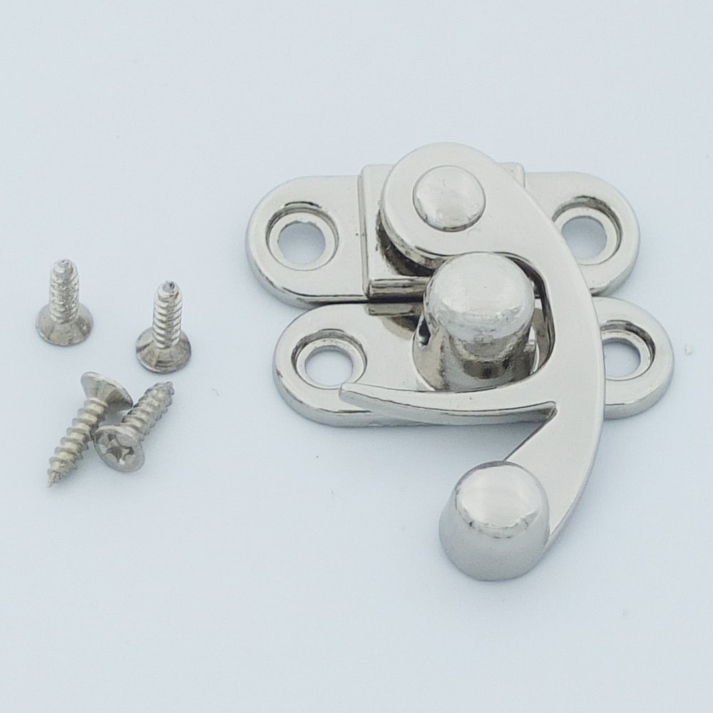 10 Sets Decorative Swing Arm Latch Catch - Nickel Wood Box Hasp Clasp Lock with Screws for Cabinets, Chests, Jewelry Boxes & DIY Woodworking Projects