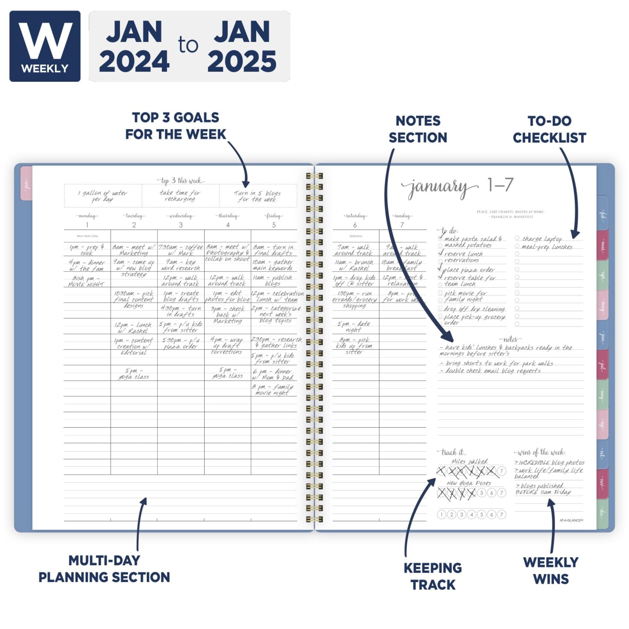 AT-A-GLANCE® Harmony 13-Month Weekly/Monthly Planner 2024-2025, 8.5