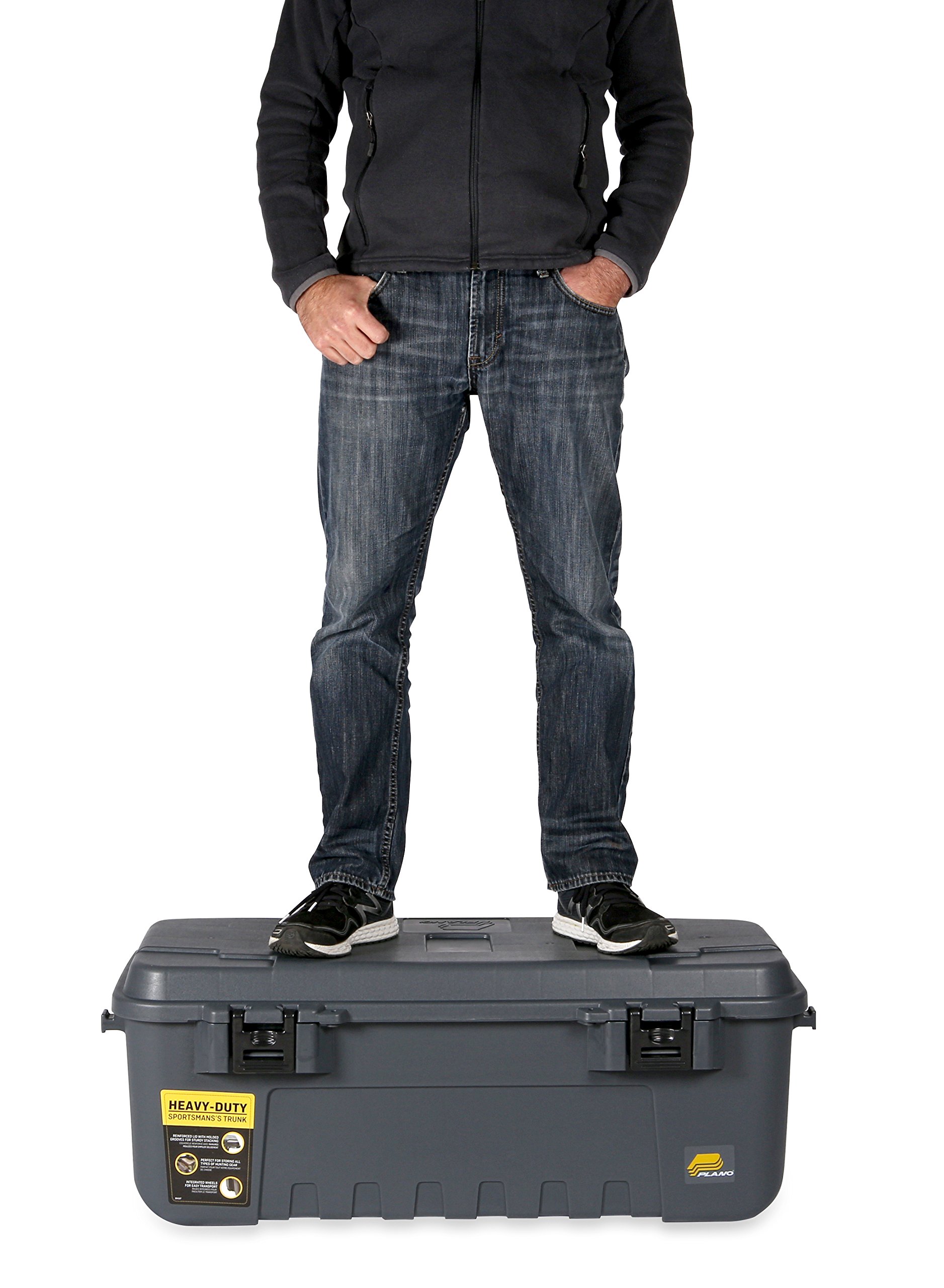 Plano Storage Trunk with Wheels - 108-Quart Lockable Gray Sportsman Trunk | Airline Approved Heavy-Duty Container for Hunting Gear, Ammunition & Camping Equipment | Perfect for Outdoor Adventures, Range Trips & Travel Storage