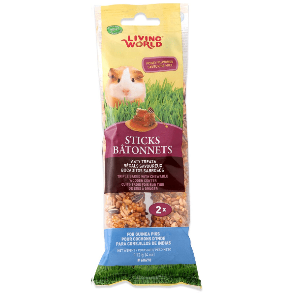 Living World Honey Flavor Guinea Pig Treat Sticks - Healthy Small Animal Chew Toys for Rabbits & Hamsters - Perfect for Cage Enrichment & Dental Care