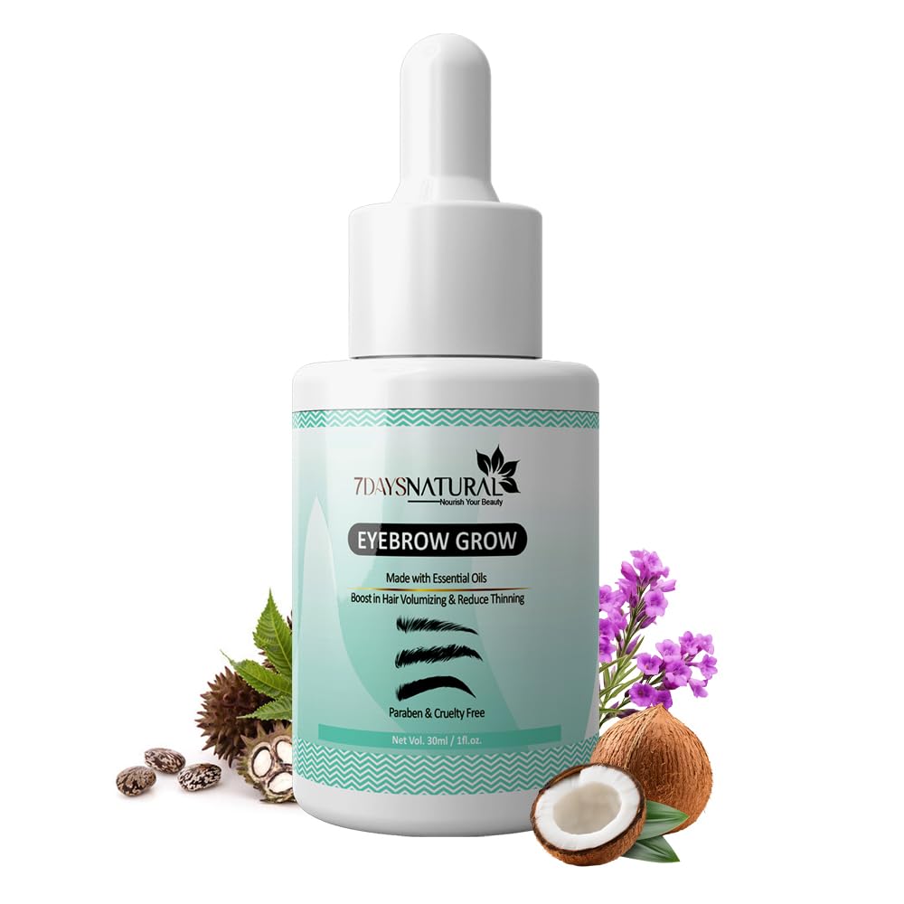 7 Days Eyelash & Eyebrow Growth Serum with Castor Oil & Vitamin E - Natural Lash Enhancer for Longer, Thicker Lashes & Brows - Lightweight, Non-Greasy Formula (30ml) - Perfect for Nighttime Use & Makeup Prep
