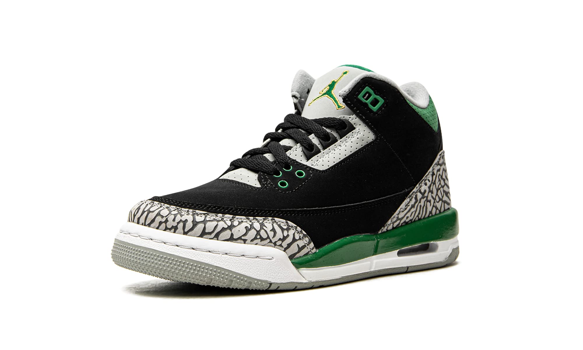 Nike Air Jordan 3 Retro Pine Green Sneakers for Kids - Black/Pine Green/Silver/White (Style 398614-030) - Size 4 | Basketball Shoes for Boys & Girls | Perfect for School, Sports & Casual Wear