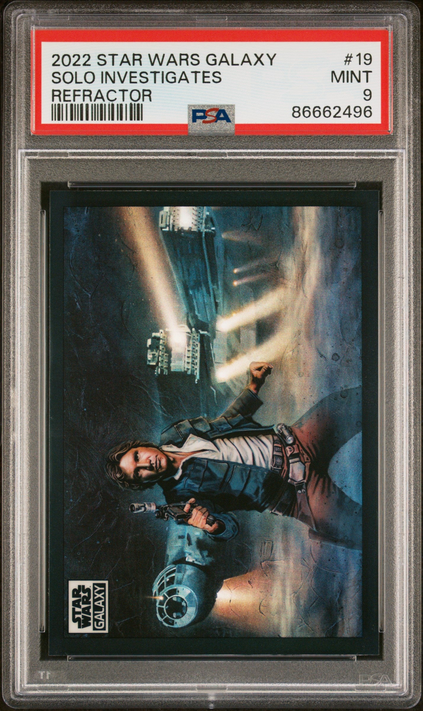 2022 Topps Chrome Star Wars Galaxy Solo Investigates Refractor #19 PSA 9 Mint Condition - Perfect for Collectors, Display & Star Wars Memorabilia Enthusiasts