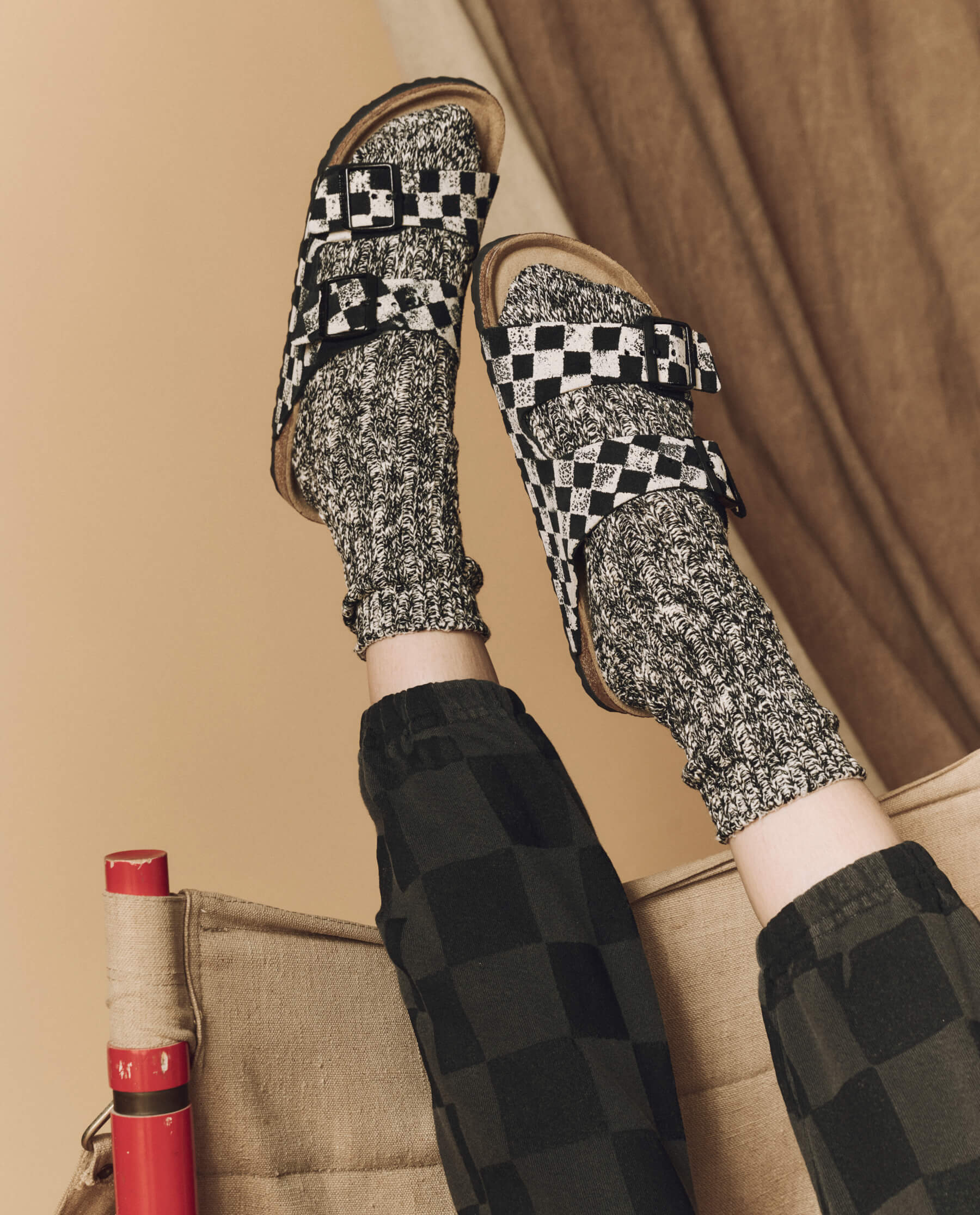 Hand Stamped Birkenstock Arizona Sandals - Black & Cream Check Leather - Comfortable & Stylish for Casual Wear, Travel & Everyday Use