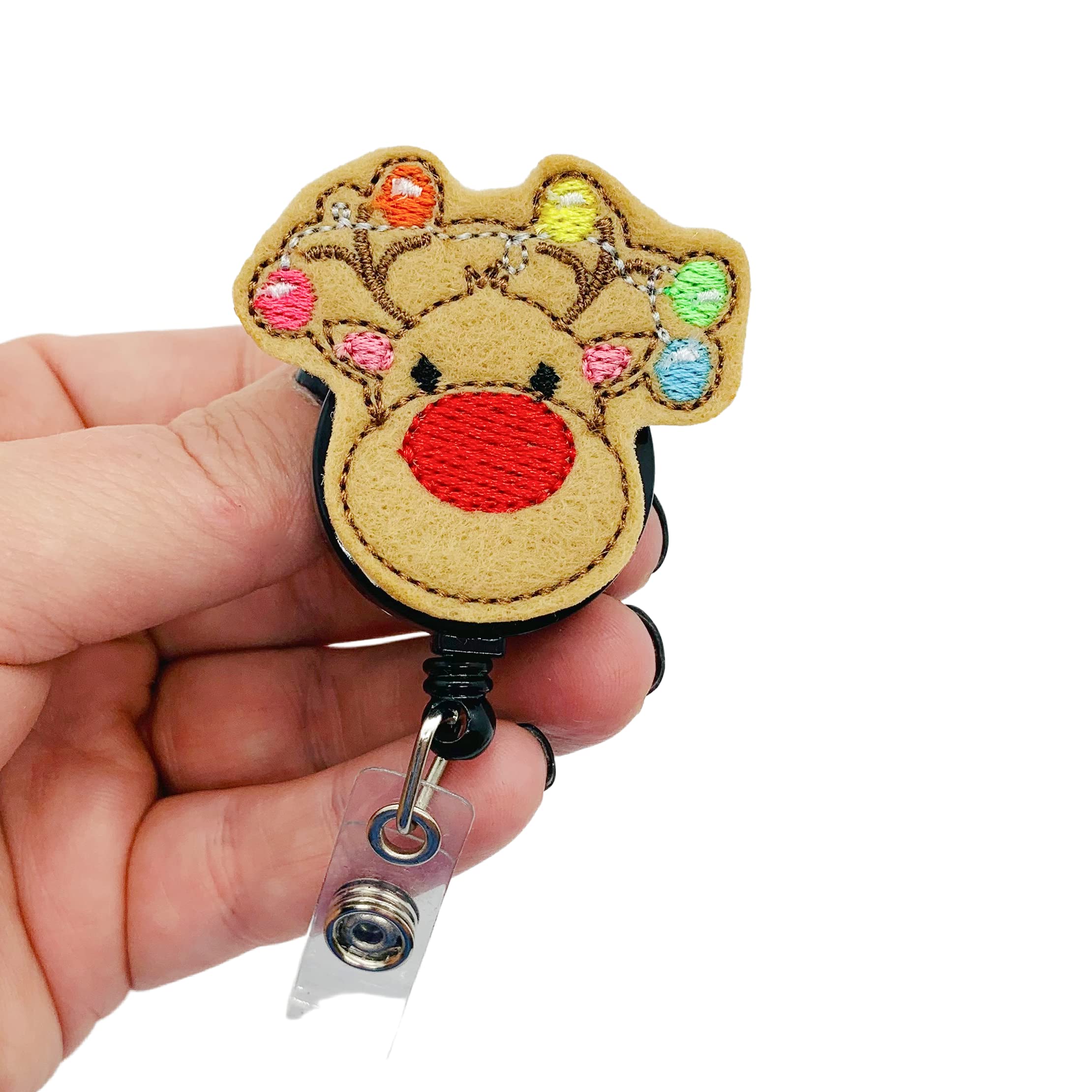 Christmas Lights Reindeer Badge Reel - Festive Holiday ID Badge Holder for Nurses, Teachers & Retail Workers - Perfect for Office, School & Healthcare Workplace Accessories