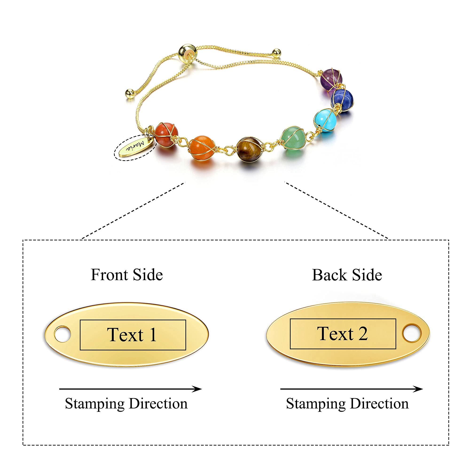 7 Chakra Healing Crystal Stone Bead Adjustable Ankle Bracelet - 14K Gold Plated Spiritual Jewelry for Women | Birthday Gift for Mom, Wife, Sister | Yoga, Meditation & Positive Energy Accessory