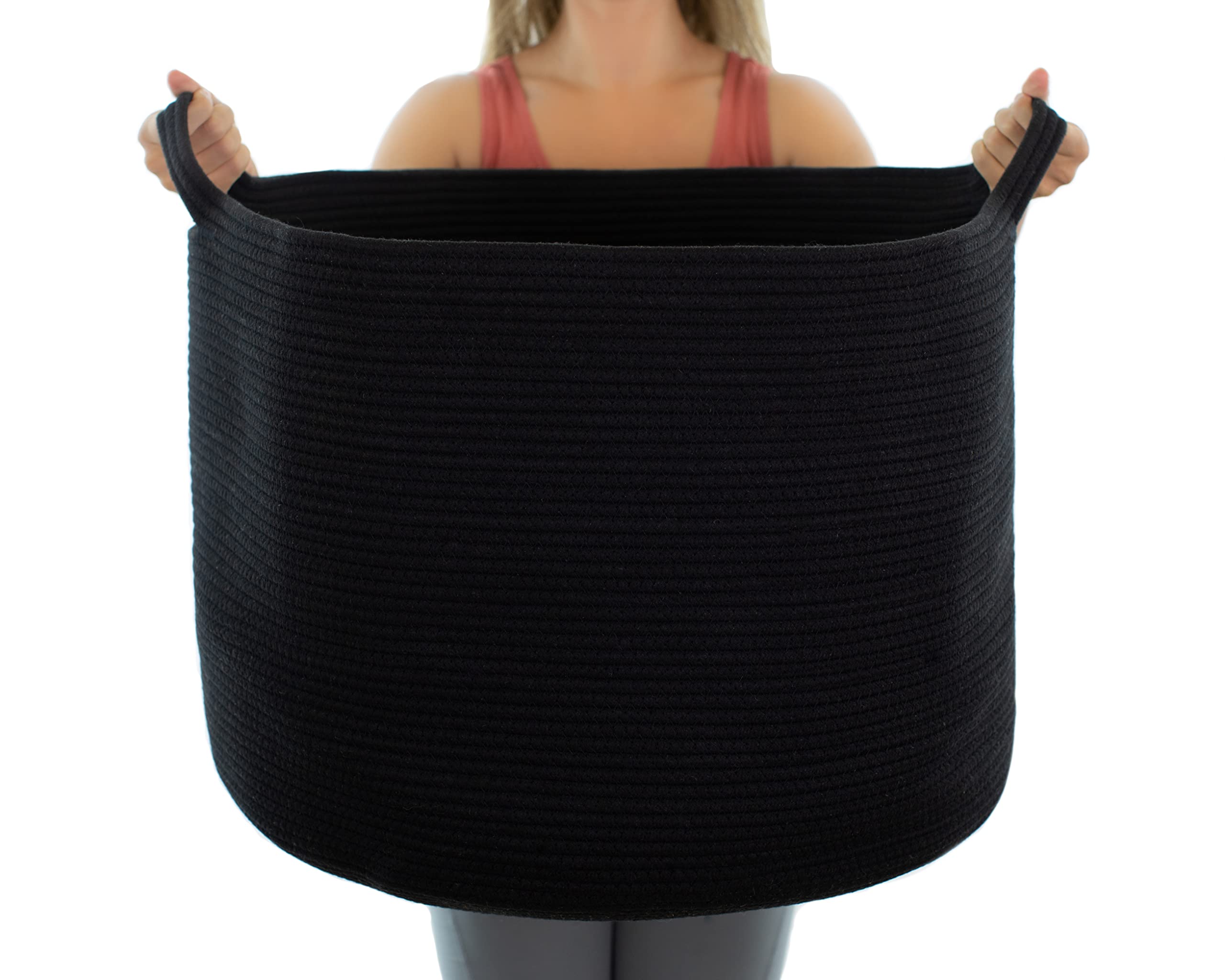 Large Cotton Rope Storage Basket 22x22x16 Inches - Blanket Organizer, Laundry Hamper, Toy Bin, Nursery Decor | Perfect for Home Organization, Baby Room & Living Space (Dark Brown)