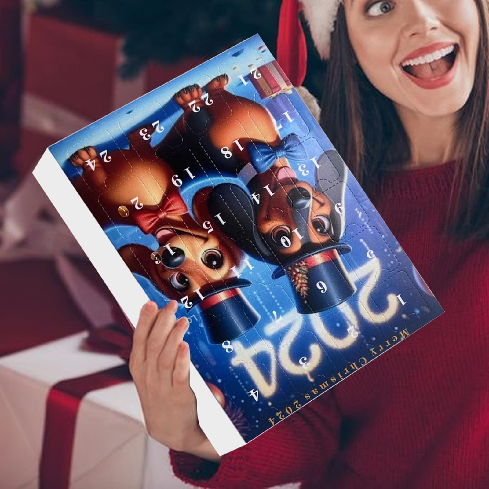 Dachshund Christmas Advent Calendar for Dogs - 24-Day Countdown Box with Holiday Treats & Toys | Perfect Gift for Pet Lovers | Festive Dog-Themed Holiday Decor & Dachshund Pendant | Ideal for Christmas Countdown & Pet Celebration