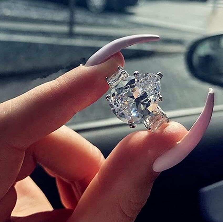 925 Sterling Silver Shiny Full Diamond Ring | Cubic Zirconia Water Drop Ring | CZ Diamond Engagement Ring for Women | Luxury Wedding Jewelry | Princess Style Gift for Anniversary, Proposal & Special Occasions