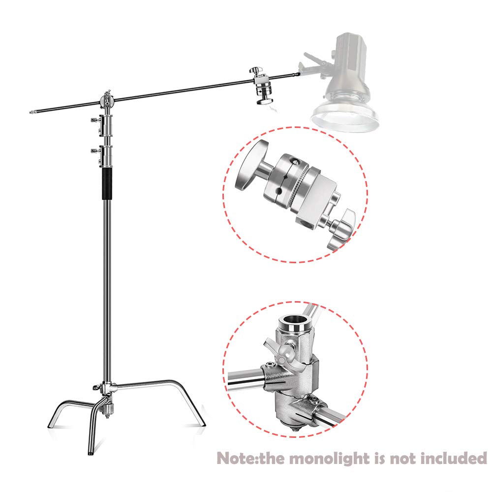 Heavy Duty Pro C Stand with Boom Arm - Adjustable Light Stand for Photography Studio, Video Reflector, Monolight & Softbox | Perfect for Professional Photoshoots, YouTube Videos & Live Streaming