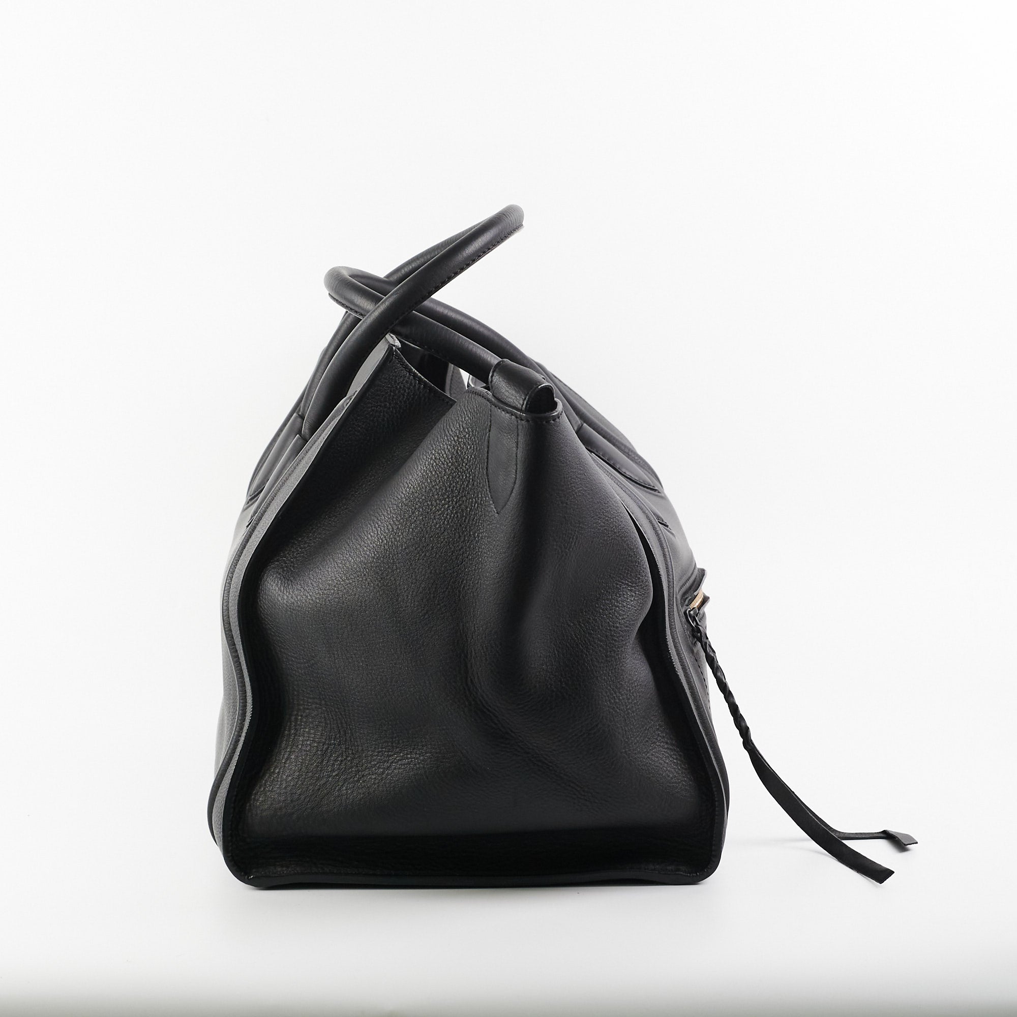 Celine Luggage Phantom Large Black Leather Tote Bag for Women - Stylish Designer Handbag for Work, Travel & Everyday Use