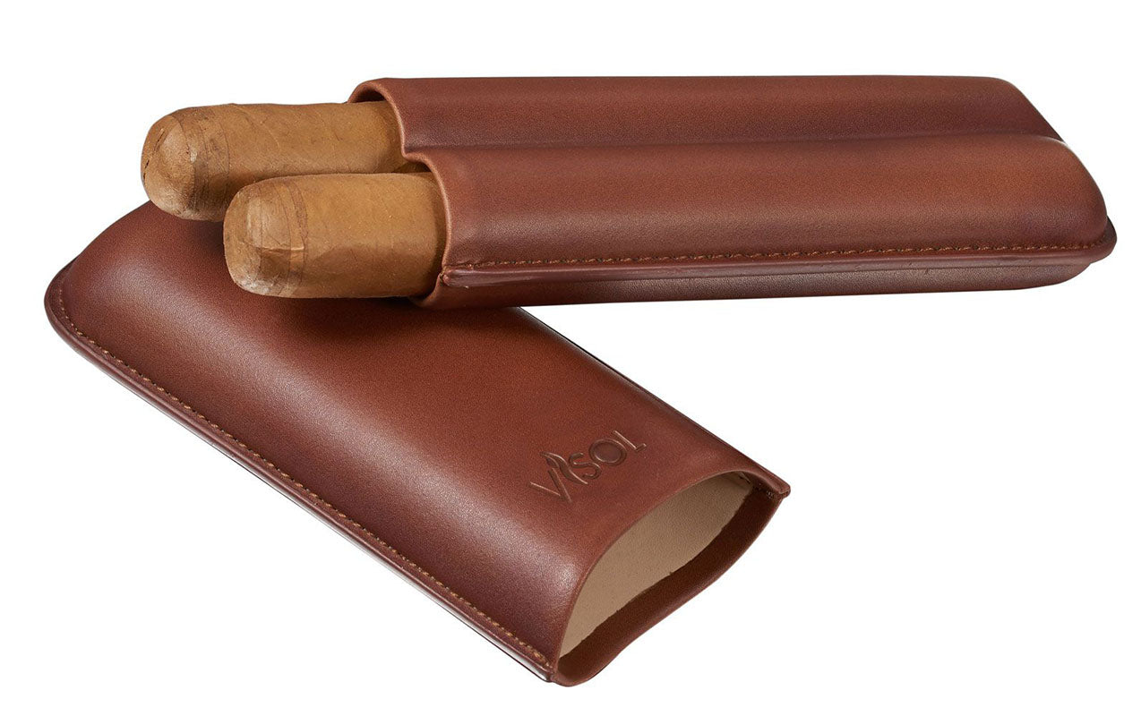 Premium Legend Brown Genuine Leather Cigar Case - Holds 2 Cigars | Perfect for Travel, Gifts & Everyday Protection
