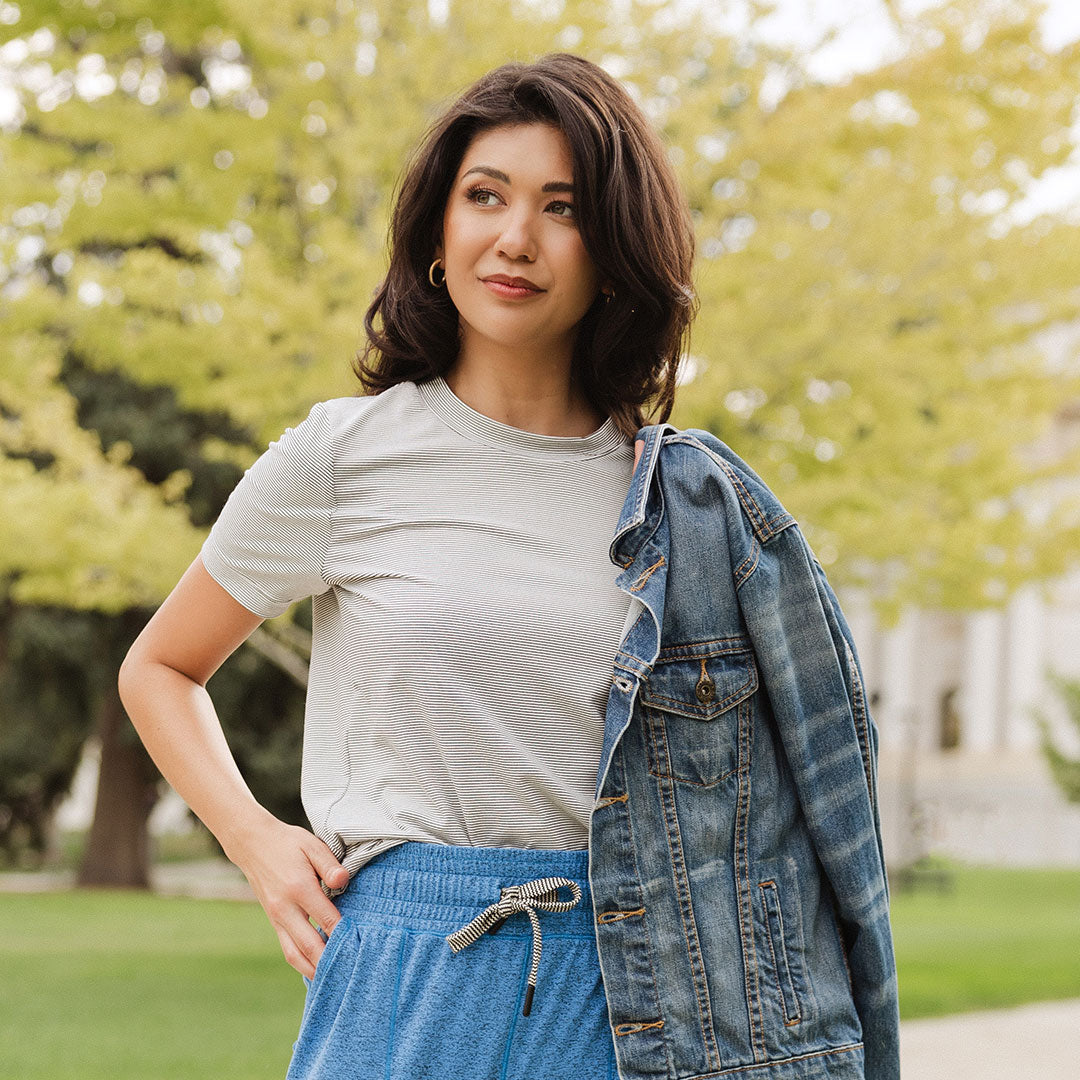 Trendy Boyfriend Tee with Sweet Stripes - Casual Comfort for Women | Perfect for Everyday Wear, Date Nights & Relaxing Weekends