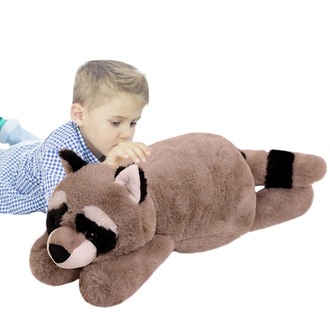 ELAINREN Realistic Brown Raccoon Plush Toy - Ultra Soft Large Stuffed Animal Pillow (23.6 Inches) - Perfect for Cuddling, Home Decor, and Gift Giving