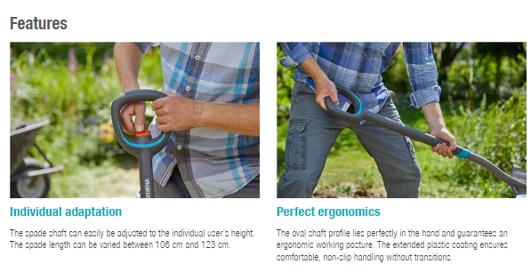 Gardena ErgoLine Telescopic Spade - Adjustable Garden Shovel for Digging & Planting | Perfect for Landscaping, Yard Work & Outdoor Gardening