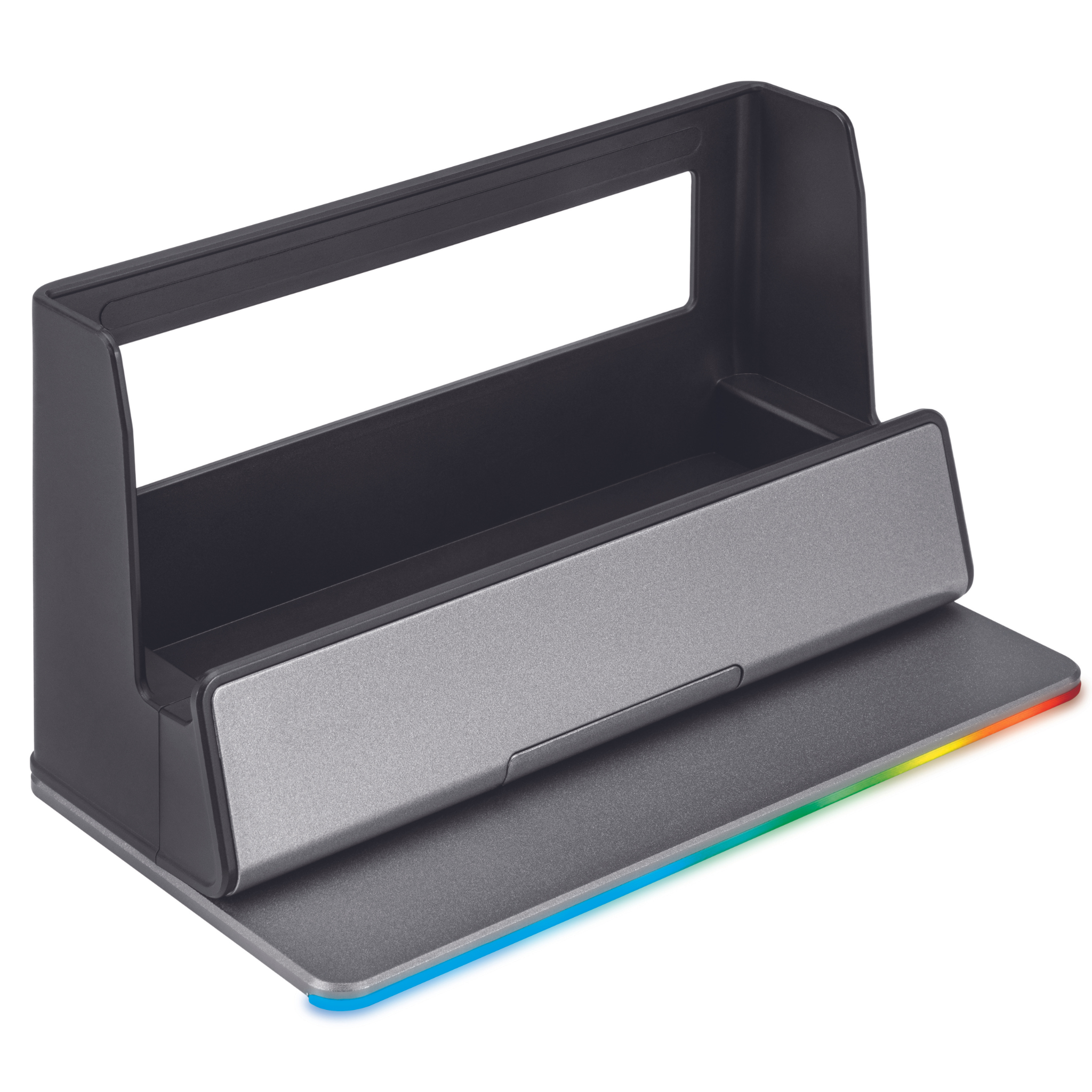 Universal RGB Device Organizer - Cable Management Solution for Desk, Gaming Setup & Home Office | Durable Multi-Device Holder with LED Lights for Phones, Tablets & Accessories