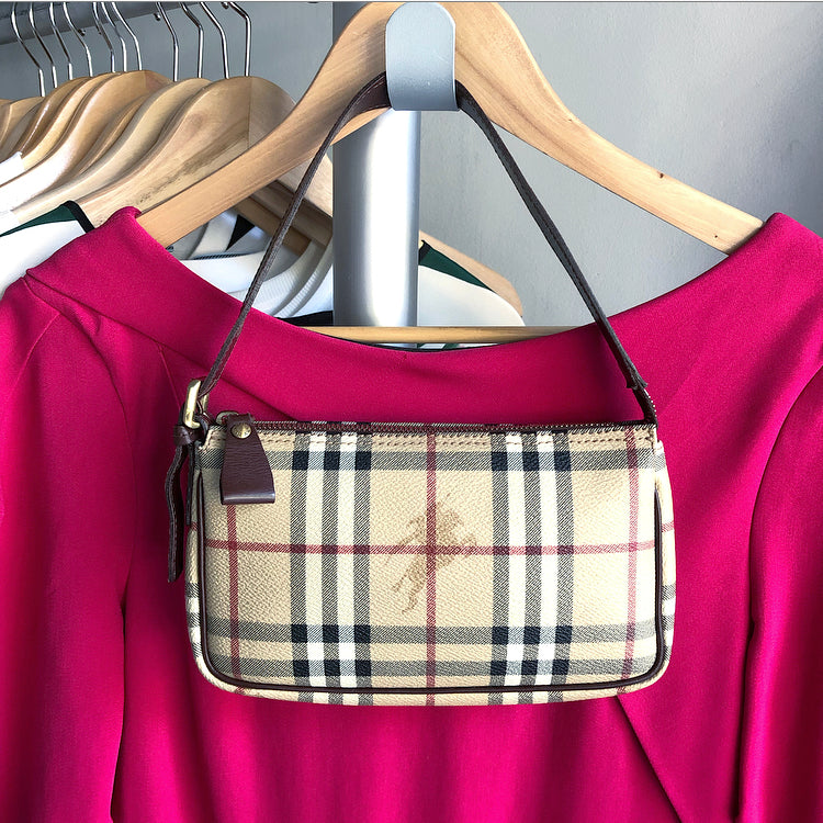 Burberry Nova Check Plaid Small Pochette Bag - Stylish Crossbody Clutch for Women | Perfect for Parties, Travel & Everyday Use
